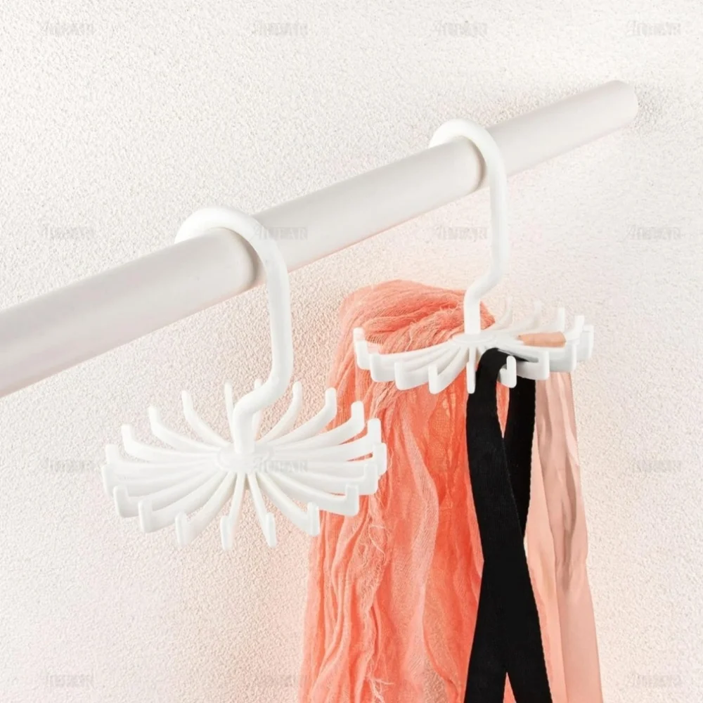 2 Rotaing Hanger Holds 20 Necklace Scarf Tie Storage Rack Organizer White